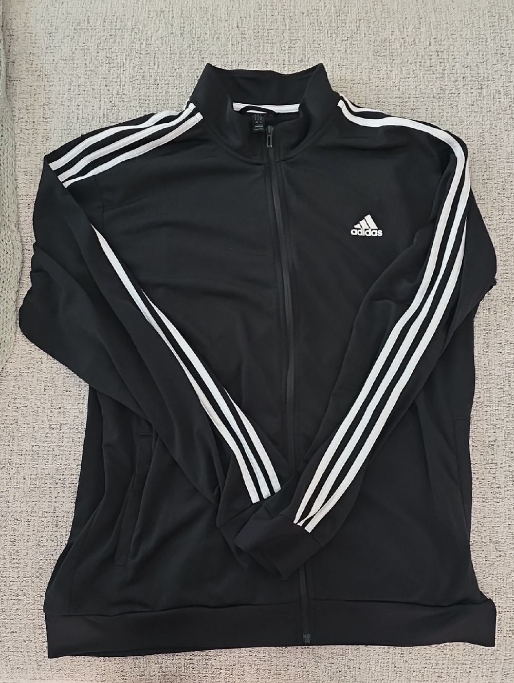 adidas Black Jacket with White Stripe Accents